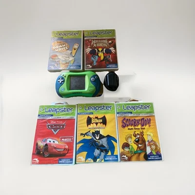 LeapFrog Leapster 2 Learning Game System Green, Tested, Plus 5 Games - Image 1 of 4