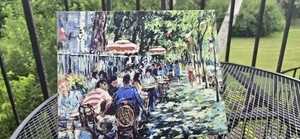 Caffè Europeo Street Paesaggio Impressionista su tavola 10x8" - Foto 1 di 8