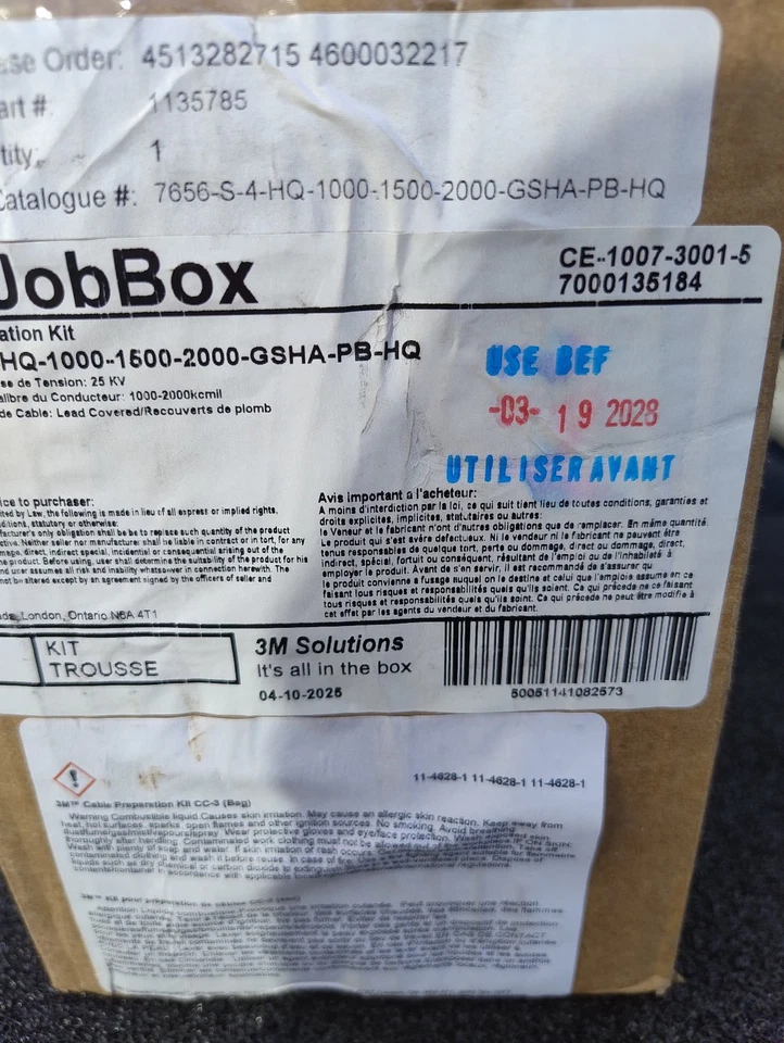 Kit de terminación en frío 3M QT-III 25kV 1500-2000 kcmil exp. 2028. 7656-S-4 Foto 1 de 4