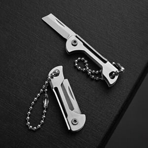 Mini Stainless Steel Square Head Mini Folding Knife Keychain Portable Knife