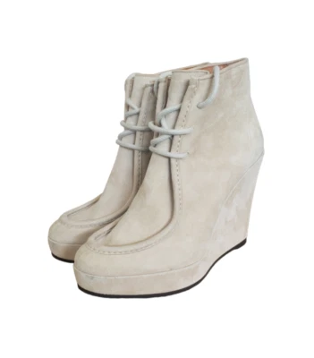 Barneys New York Mujer Talla 8.5 38.5 Gamuza Cordones Cuña Botines Tostado Italia Foto 1 de 4