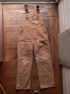 BOYS L - vintage Carhartt YYR02 Duck Quilted Double Knee Overall Bib 28x26 - Picture 1 of 10