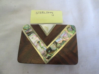 Hebilla de cinturón de plata de ley con incrustaciones de madera abulón y madreperla México Foto 1 de 4