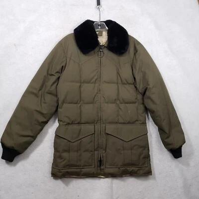 Abrigo acolchado vintage de plumón de ganso Hansa Branta by Stearns para hombre pequeño verde imitación piel Foto 1 de 4