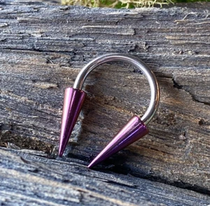 1pc Long Spikes Circular Barbell Color Spiked Horseshoe Septum Ring Piercing - Picture 1 of 10