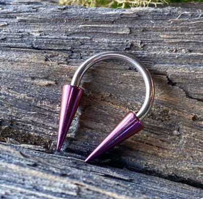 1pc Long Spikes Circular Barbell Color Spiked Horseshoe Septum Ring Piercing - Image 1 of 3