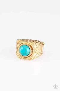 Paparazzi  "Stand Your Ground" Ring in Gold & Blue - Picture 1 of 2
