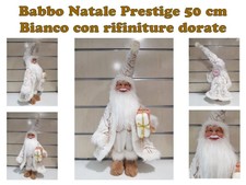 BABBO NATALE BIANCO CON PELLICCIA BIANCA PAILLETTES DORATE 50 CM SANTACLAUS GOLD