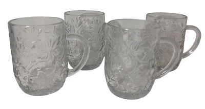 Vintage Casa da Princesa Fantasia Canecas Café Poinsétia Cristal Claro Conjunto de Quatro - Imagem 1 de 4