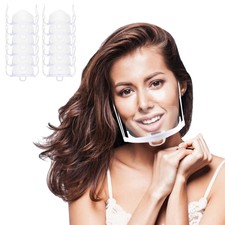 12 Pieces Clear Plastic Washable Face Cover Shield with Adjustable Elastic Ba...
