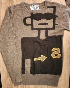 DESIGUAL EURO BOUTIQUE BOYS Gray Black ROBOT SWEATER PULLOVER HIGH END SZ 9/10 - Picture 1 of 5