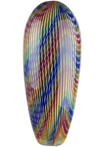 MURANO Art Glass Multicoloredl Vase by Formia Hand Blown Italy Striped New - Picture 1 of 7