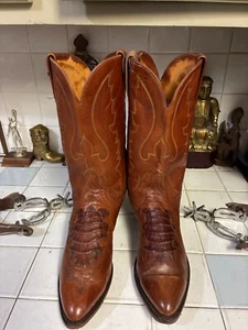 LUCCHESE 1883 ALLIGATOR INLAY WESTERN COWBOY DANCEHALL RANCH BOOTS USA 11 D - Picture 1 of 24