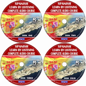 Spanish Language Course Learn By Licensing From Beginners To Advance 4x Audio CD - Picture 1 of 2