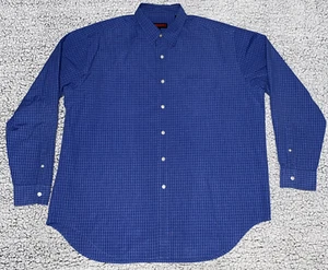 Austin Reed London Casual Button Up Shirt Long Sleeve Blue Check Plaid Mens XL - Picture 1 of 7