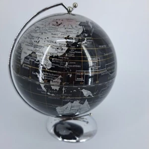 Nood 5.5" Black World Globe Orb Hanging Mini Educational Earth Metal Base - Picture 1 of 11