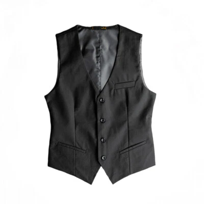 Men Formal Business Suit Vest Slim Dress Waistcoat V-Neck Sleeveless Jacket - Image 1 of 4