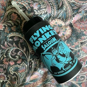 Vintage Flying Monkey Key West Insulated Cup W/ Straw & Koozie Foam Black Blue - Picture 1 of 9