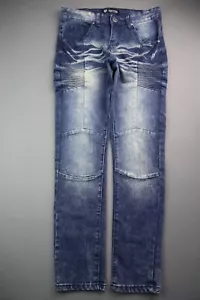 Pantalones de mezclilla ajustados para hombre moto lavado medio elásticos talla 30x30 (medida 30x29) - Imagen 1 de 8