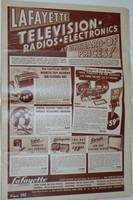 VINTAGE 1950 LAFAYETTE ELECTRONICS SALE FLYER! TV SETS $150-$424! TUBE RADIOS!