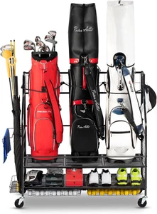 3 Golfbag Aufbewahrung Garage Organizer Golftasche Ständer passend für 3 Golftaschen, Golf Clu - Bild 1 von 6