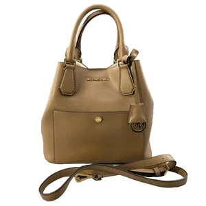 Michael Kors Saffiano Leather Greenwich Grab Bag Satchel PurseHandbag Toffee - Picture 1 of 19