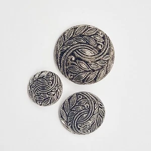 Metal Vintage Style Ear of Wheat Filigree Scrolls - 3 Sizes Shank Buttons - 5PCS - Picture 1 of 7