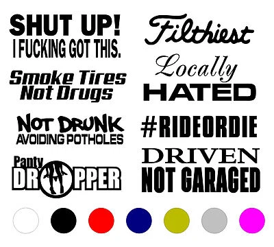 CAR JDM STICKER DECAL VINYL 8 WHITE PACK LOT  EURO FUNNY BOOST STANCE LOW - Image 1 of 2