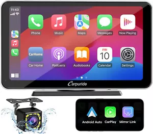 Carpuride Wirelessl Apple Carplay Android Auto Bluetooth Car Stereo W/Backup Cam - Picture 1 of 8