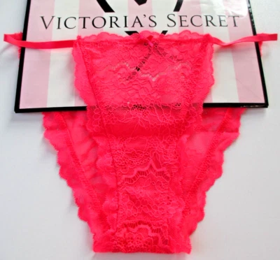 VICTORIA'S SECRET DREAM ANGELS Lace String Bikini Panty M MEDIUM Neon Hot Pink - Image 1 of 4