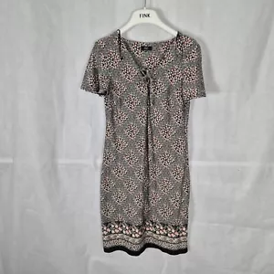 Ladies Dress Size 8 F&F Grey Floral Stretch Smart Day Office Work Party - Picture 1 of 7