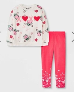 Baby Yoda Size 3t Girl Shirt & Pant Disney Star Wars Mandalorian Valentine - Picture 1 of 3