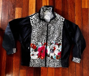 Vintage 80's East West Nylon Windbreaker 80s Women’s Jacket Medium Animal Print - Picture 1 of 8