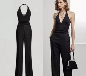 $ 2490 Ralph Lauren Collection Mylah ärmelloses Neckholder schwarz Overall Gr. 10 - Bild 1 von 8