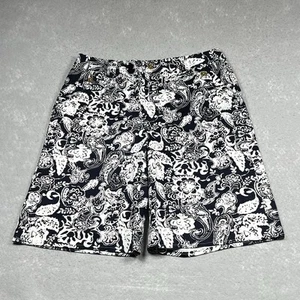 LRL Lauren Ralph Lauren Shorts 12 Black & White Tropical Floral Long Bermuda - Picture 1 of 9