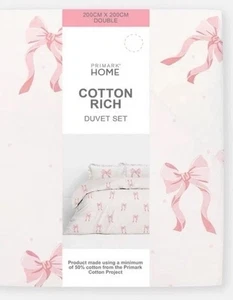 Primark Viral Schleife Doppel Bettwäsche Duvet Set - Brandneu - Bild 1 von 6