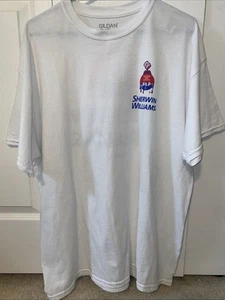 Sherwin Williams Employee Shirt Men XL White Painter Graphic Double Sided Promo - Picture 1 of 5
