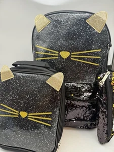 Mädchen Rucksack Niedlich Katzensequenz Rucksack mit Isolierter Brotdose P... - Bild 1 von 14