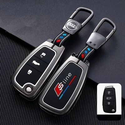 New Zinc Alloy Car Key Fob Cover Shell Case for Audi Q2 Q3 A3 A4 A6L Q5 R8 - Image 1 of 2