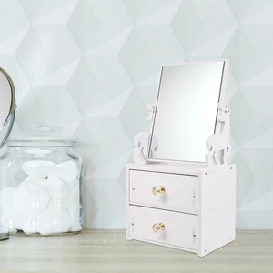 Desktop Vanity Mirror Makeup Storage Case Countertop Organizer for Cosmetics - Picture 1 of 10