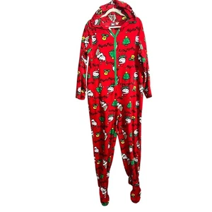 Hello Kitty Erwachsene XL Overall Schlafanzug mit Füßen Kapuze Weihnachten Sanrio Comfort - Bild 1 von 19