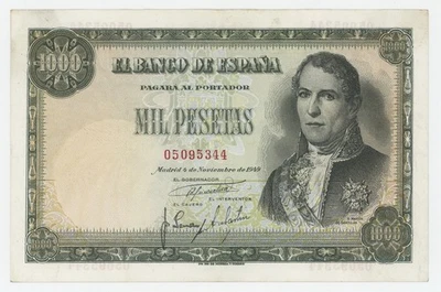 España España 1000 Pesetas 4-11-1949 Pick 138.a XF- Billete Circulado Rf 438 Foto 1 de 2