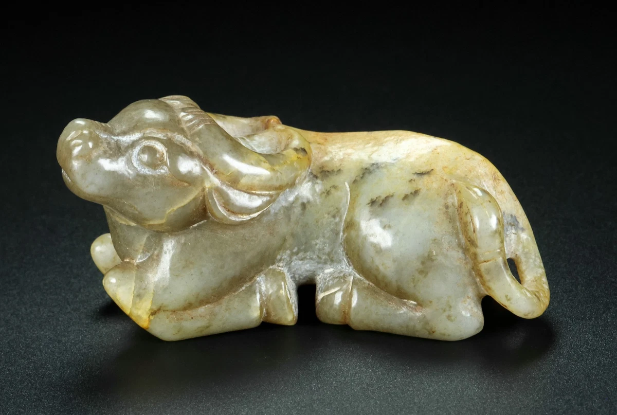 玉石古董中国牛雕像、动物雕像| eBay
