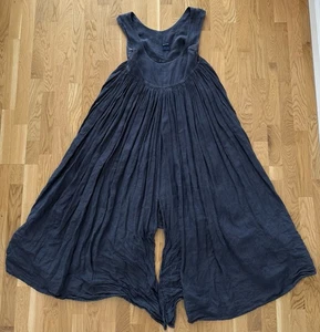 ROMEO GIGLI Blue Lagenlook Sleeveless 100% Linen Long Dress Size M - Picture 1 of 12