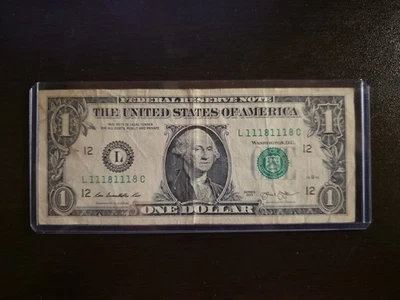 2013 - Circulated $1 Bill - Binary Repeater (L11181118C) - Image 1 of 2
