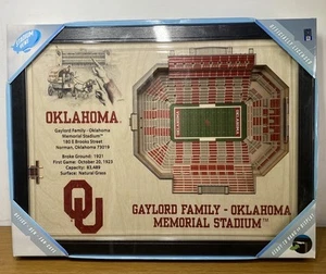 3DStadium Ansicht Oklahoma Sooners Holz Wandkunst Memorial Stadium 25,5”x19,5”x3,5 - Bild 1 von 8