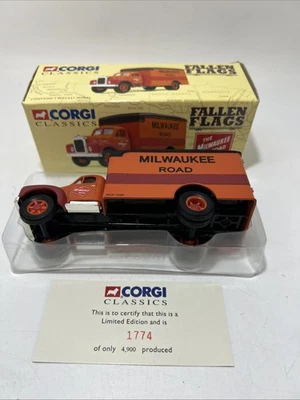 Vtg Corgi Fallen Flags Die-cast Mack Truck & Box Van The Milwaukee Road NIB Cert - Image 1 of 4