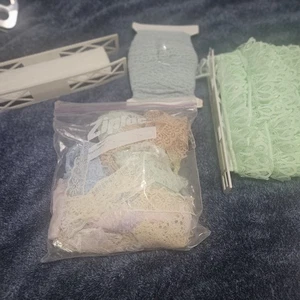 Lot Of 3 Vintage Lace Trim White 18 Yds, Blue 25 Yds, Green 15 Yds Misc. Pieces! - Picture 1 of 6