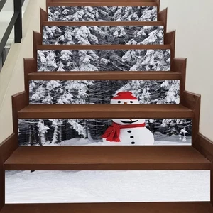 3D Christmas Snowman Stair Stickers Decals-13 Pcs/Set Snowman Stair Risers - Picture 1 of 4