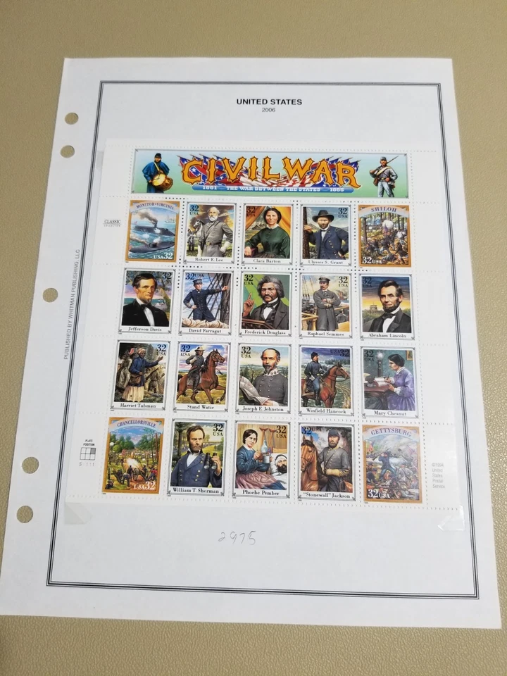 US Scott #2975, Full Sheet of 20 1995 Civil War 32c MNH Face $6.40 - Image 1 of 1